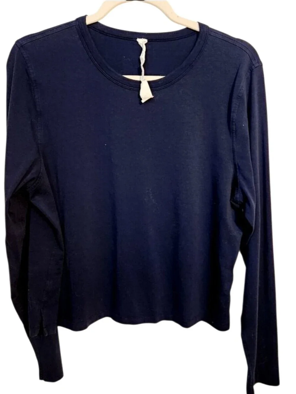 Lululemon | Women's Navy Blue Crewneck Long Sleeve Linen Blend Tee (Size 12)
